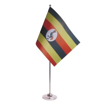 DRAPEAU DE TABLE prestige OUGANDA 22x15cm en SATIN - GRAND DRAPEAUX DE BUREAU OUGANDAIS 15 x 22 cm