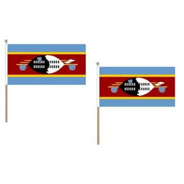 DRAPEAU SWAZILAND 45x30cm HAMPE en bois - LOT DE 10 DRAPEAUX SWAZI 30 x 45 cm