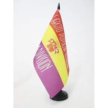 DRAPEAU DE TABLE 44E DIVISION DE L\'ARMÍ?E POPULAIRE DE LA RÍ?PUBLIQUE ESPAGNOLE 21x14cm - PETIT DRAPEAUX DE BUREAU RÍ?PUBLICAIN GUERRE D\'ESPAGNE 14 x 21 cm