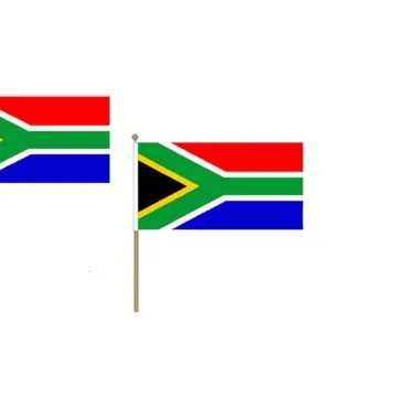 DRAPEAU AFRIQUE DU SUD 45x30cm HAMPE en bois - LOT DE 10 DRAPEAUX SUD AFRICAIN 30 x 45 cm