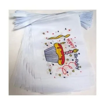 Guirlande 12 mètres 20 Drapeaux Joyeux anniversaire Gâteau 45x30 cm - Drapeau Happy Birthday 30 x 45 cm
