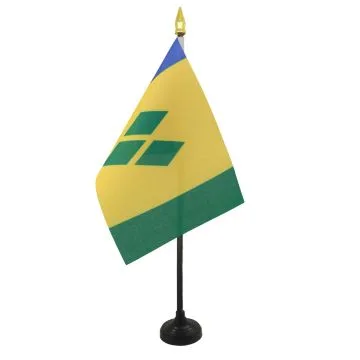 DRAPEAU DE TABLE SAINT VINCENT 15x10cm - PETIT DRAPEAUX DE BUREAU SAINT-VINCENTAIS 10 x 15 cm pointe dorée