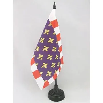DRAPEAU DE TABLE PROVINCE DE TOURAINE 21x14cm - PETIT DRAPEAUX DE BUREAU TOURS - FRANCE 14 x 21 cm