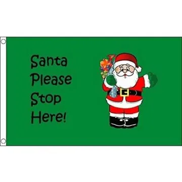 DRAPEAU PÈRE NOËL ARRÊTE TOI ICI 150x90cm - DRAPEAU SANTA STOP HERE 90 x 150 cm - DRAPEAUX