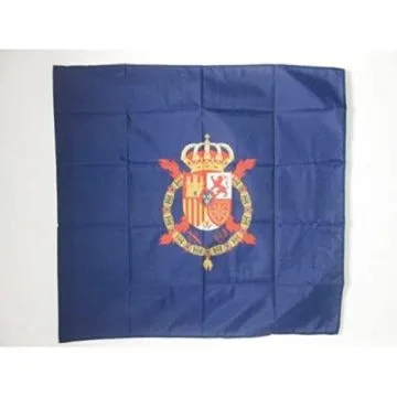 DRAPEAU ETENDARD DE JUAN CARLOS D\'ESPAGNE 90x90cm - DRAPEAU ROYAL ESPAGNOL 90 x 90 cm Fourreau pour hampe