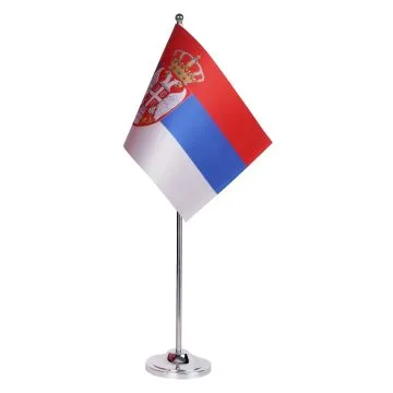 DRAPEAU DE TABLE prestige SERBIE 22x15cm en SATIN - GRAND DRAPEAUX DE BUREAU SERBE 15 x 22 cm