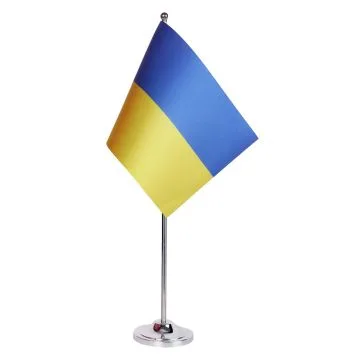 DRAPEAU DE TABLE prestige UKRAINE 22x15cm en SATIN - GRAND DRAPEAUX DE BUREAU UKRAINIEN 15 x 22 cm