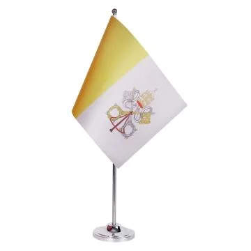 DRAPEAU DE TABLE prestige VATICAN 22x15cm en SATIN - GRAND DRAPEAUX DE BUREAU VATICAN 15 x 22 cm
