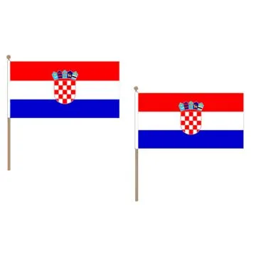 DRAPEAU CROATIE 45x30cm HAMPE en bois - LOT DE 10 DRAPEAUX CROATE 30 x 45 cm