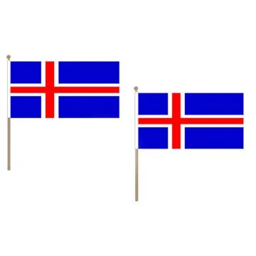 DRAPEAU ISLANDE 45x30cm HAMPE en bois - LOT DE 10 DRAPEAUX ISLANDAIS 30 x 45 cm