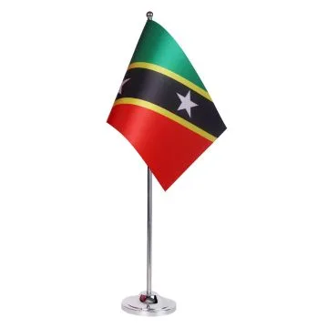 DRAPEAU DE TABLE prestige SAINT KITTS ET NEVIS 22x15cm en SATIN - GRAND DRAPEAUX DE BUREAU KITTITIEN-NEVICIEN 15 x 22 cm