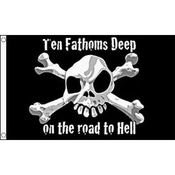 DRAPEAU PIRATE TEN FATHOMS DEEP 150x90cm - DRAPEAU CORSAIRE 90 x 150 cm - DRAPEAUX