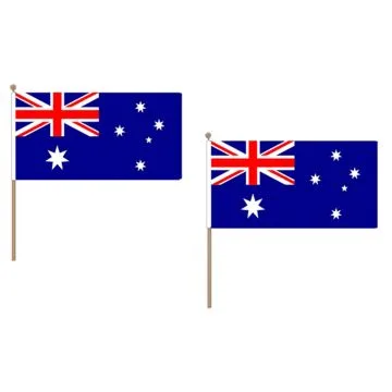 DRAPEAU AUSTRALIE 45x30cm HAMPE en bois - LOT DE 10 DRAPEAUX AUSTRALIEN 30 x 45 cm