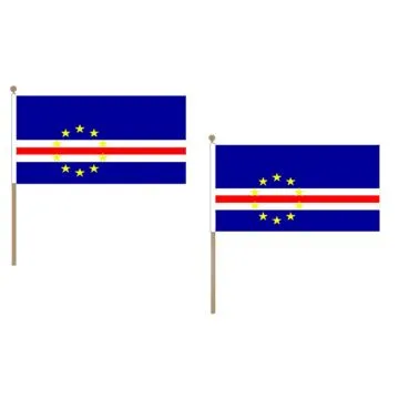 DRAPEAU CAP VERT 45x30cm HAMPE en bois - LOT DE 10 DRAPEAUX CAP-VERDIEN 30 x 45 cm