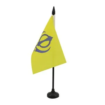 DRAPEAU DE TABLE SIKHISME 15x10cm - PETIT DRAPEAUX DE BUREAU KHANDA - RELIGION SIKHISTE 10 x 15 cm