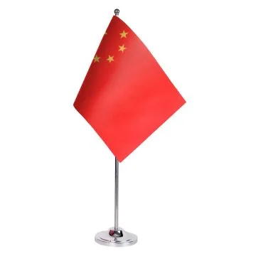 DRAPEAU DE TABLE prestige CHINE 22x15cm en SATIN - GRAND DRAPEAUX DE BUREAU CHINOIS 15 x 22 cm