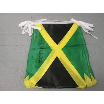 GUIRLANDE 12 mètres 20 DRAPEAUX JAMAÏQUE 45x30 cm - DRAPEAU JAMAÏCAIN 30 x 45 cm