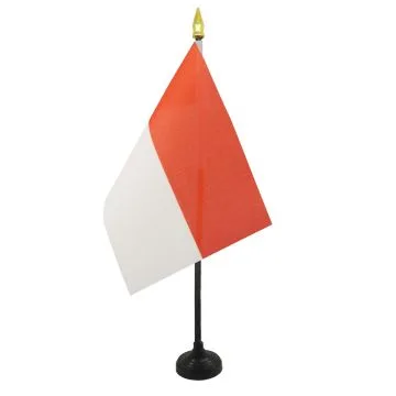 DRAPEAU DE TABLE INDONÉSIE 15x10cm - PETIT DRAPEAUX DE BUREAU INDONÉSIEN 10 x 15 cm pointe dorée