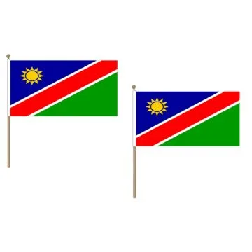 DRAPEAU NAMIBIE 45x30cm HAMPE en bois - LOT DE 10 DRAPEAUX NAMIBIEN 30 x 45 cm