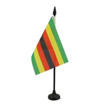 DRAPEAU DE TABLE ZIMBABWE 15x10cm - PETIT DRAPEAUX DE BUREAU ZIMBABWÉEN 10 x 15 cm