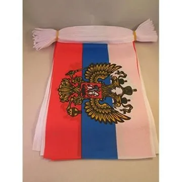 Guirlande 12 mètres 20 Drapeaux Russie avec aigle 45x30 cm - Drapeau russe 30 x 45 cm