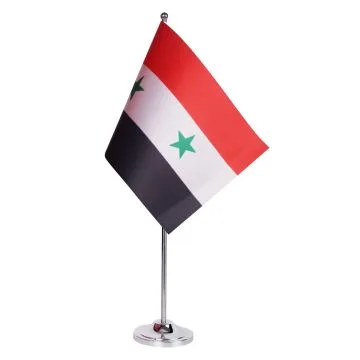DRAPEAU DE TABLE prestige SYRIE 22x15cm en SATIN - GRAND DRAPEAUX DE BUREAU SYRIEN 15 x 22 cm