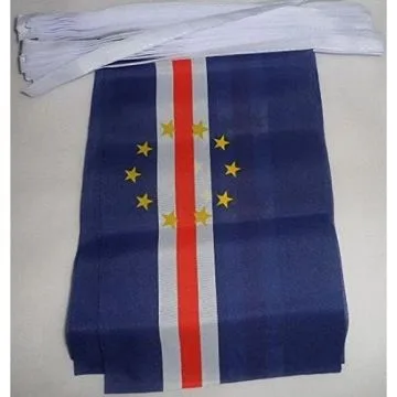 Guirlande 12 mètres 20 Drapeaux Cap Vert 45x30 cm - Drapeau cap-verdien 30 x 45 cm
