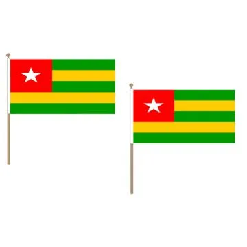 DRAPEAU TOGO 45x30cm HAMPE en bois - LOT DE 10 DRAPEAUX TOGOLAIS 30 x 45 cm