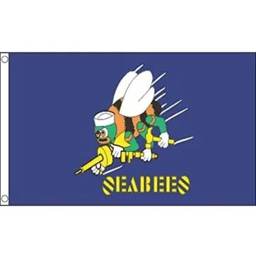DRAPEAU US NAVY SEABEES 150x90cm - DRAPEAU ARMÉE AMÉRICAINE - USA 90 x 150 cm - DRAPEAUX