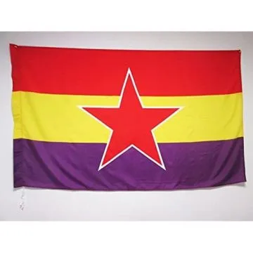 DRAPEAU ESPAGNOL RÉPUBLICAIN ARMÉE POPULAIRE 150x90cm - DRAPEAU ESPAGNE RÉPUBLICAINE 90 x 150 cm Fourreau pour hampe