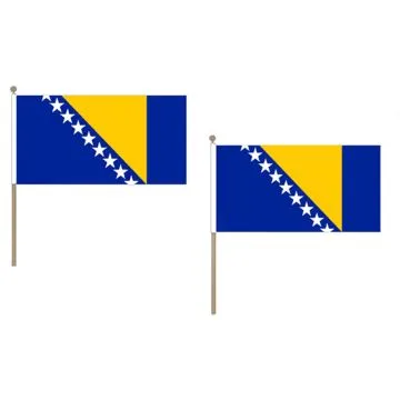 DRAPEAU BOSNIE-HERZÍ?GOVINE 45x30cm HAMPE en bois - LOT DE 10 DRAPEAUX BOSNIAQUE 30 x 45 cm
