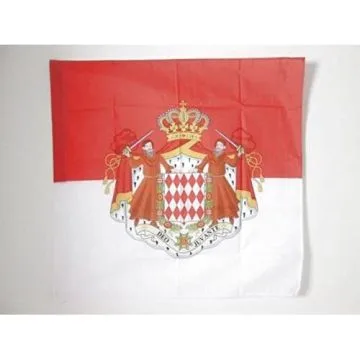 DRAPEAU MONACO AVEC ARMES 90x90cm - DRAPEAU MONÍ?GASQUE ARMOIRIES - ECUSSON 90 x 90 cm Fourreau pour hampe