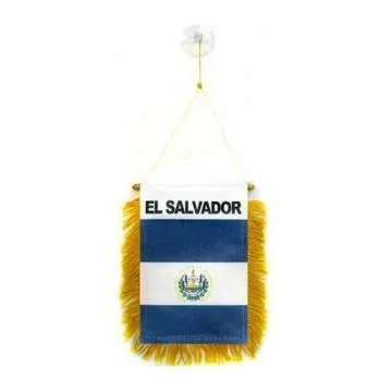 FANION EL SALVADOR 15x10cm - Mini drapeau SALVADORIEN 10 x 15 cm spécial voiture - Bannière