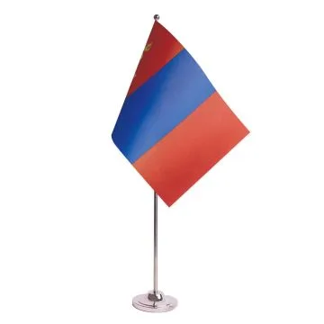 DRAPEAU DE TABLE prestige MONGOLIE 22x15cm en SATIN - GRAND DRAPEAUX DE BUREAU MONGOL 15 x 22 cm