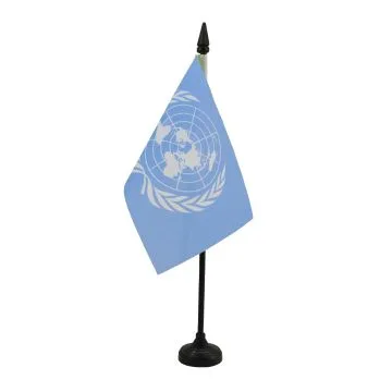 DRAPEAU DE TABLE ONU 15x10cm - PETIT DRAPEAUX DE BUREAU DES NATIONS UNIES 10 x 15 cm