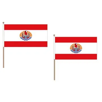 DRAPEAU POLYNÍ?SIE FRANÍ?AISE 45x30cm HAMPE en bois - LOT DE 10 DRAPEAUX POLYNÍ?SIEN - FRANCE 30 x 45 cm