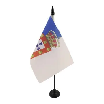 DRAPEAU DE TABLE ROYAUME DE PORTUGAL 1139-1910 21x14cm - PETIT DRAPEAUX DE BUREAU ROYAL PORTUGAIS 14 x 21 cm