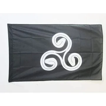 DRAPEAU BRETAGNE TRISKELL TRISERPENT 150x90cm - DRAPEAU TRISKELL BRETON 90 x 150 cm Fourreau pour hampe