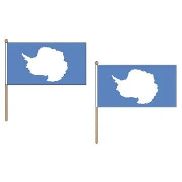 DRAPEAU ANTARTIQUE 45x30cm HAMPE en bois - LOT DE 10 DRAPEAUX ANTARTIQUE 30 x 45 cm