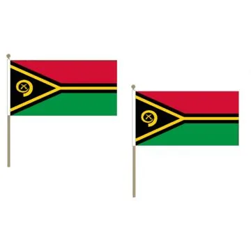 DRAPEAU VANUATU 45x30cm HAMPE en bois - LOT DE 10 DRAPEAUX VANUATAIS 30 x 45 cm
