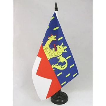 DRAPEAU DE TABLE JURA 21x14cm - PETIT DRAPEAUX DE BUREAU DÉPARTEMENT JURACIEN 14 x 21 cm
