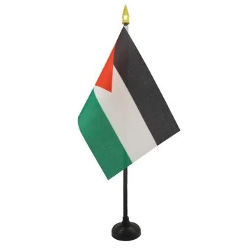 DRAPEAU DE TABLE JORDANIE 15x10cm - PETIT DRAPEAUX DE BUREAU JORDANIEN 10 x 15 cm pointe dorée