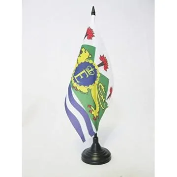 DRAPEAU DE TABLE ETENDARD ROYAL DE SIERRA LEONE 1961-1971 21x14cm - PETIT DRAPEAUX DE BUREAU DI ROYAUME SIERRA LEONAIS 14 x 21 cm