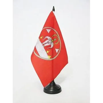 DRAPEAU DE TABLE ETENDARD ROYAL DU LAOS 1945-1975 21x14cm - PETIT DRAPEAUX DE BUREAU ROYAUME LAOTIEN 14 x 21 cm