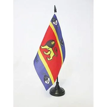 DRAPEAU DE TABLE ETENDARD ROYAL DU SWAZILAND 21x14cm - PETIT DRAPEAUX DE BUREAU ROYAUME NGWANE 14 x 21 cm