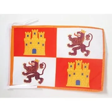 DRAPEAU COURONNE DE CASTILLE 1230-1715 45x30cm - PAVILLON MONARCHIE ESPAGNOLE - ESPAGNE 30 x 45 cm haute qualité