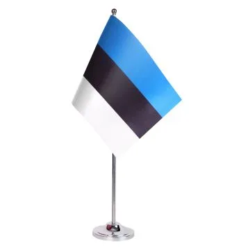DRAPEAU DE TABLE prestige ESTONIE 22x15cm en SATIN - GRAND DRAPEAUX DE BUREAU ESTONIEN 15 x 22 cm