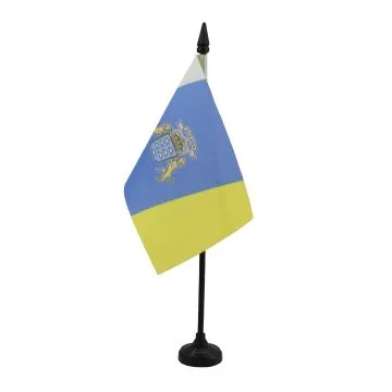 DRAPEAU DE TABLE CANARIES 15x10cm - PETIT DRAPEAUX DE BUREAU DE CANARIAS - ESPAGNE 10 x 15 cm