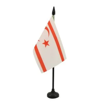 DRAPEAU DE TABLE CHYPRE DU NORD 15x10cm - PETIT DRAPEAUX DE BUREAU CHYPRIOTE 10 x 15 cm