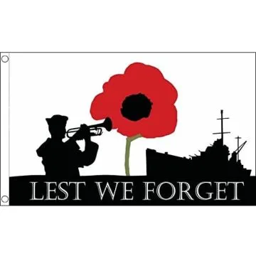 DRAPEAU LEST WE FORGET ARMÉE MARINE NAVY 150x90cm - DRAPEAU JOUR DU SOUVENIR 90 x 150 cm - DRAPEAUX